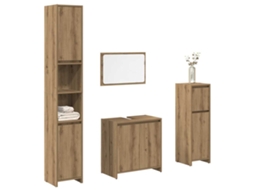 Vidaxl 4 Pcs Móveis De Casa De Banho Deriv. Madeira Carvalho Artisiano