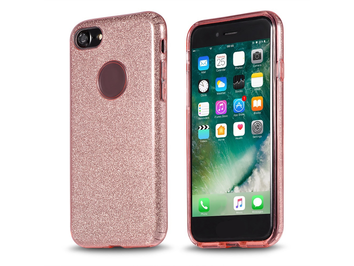 Capa LAXISCREED Iphone 8 Rosa Glitter Tpu+pc