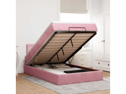 Vidaxl Estrutura de Cama Otomana com Colchão 120x200 Cm Veludo Rosa