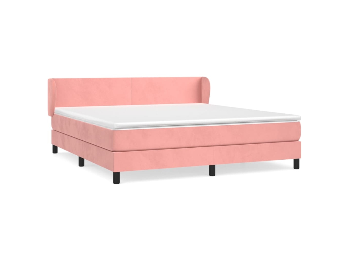 Cama com Molas/colchão 160x200 Cm Veludo Rosa MAISON EXCLUSIVE