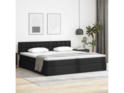Vidaxl Cama Com Arrumação E Colchão Preto 200 X 200 Cm Couro Sintético