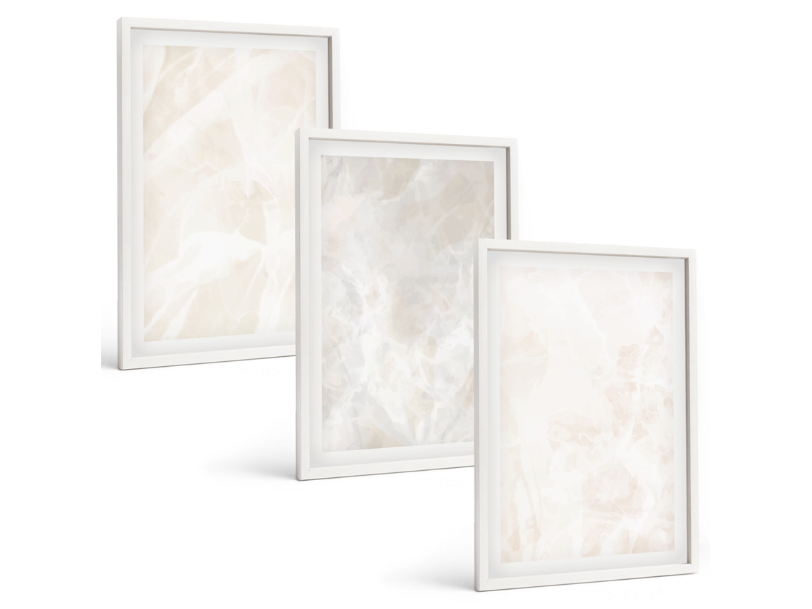Composição De Quadros Estrutura De Mármore Elegante Moldura Branca Imagens Para Um Quarto Infantil Espelharte (3 Piezas De 40x60 Cm)