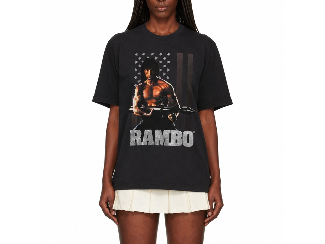 Rockinstone Rambo Movie Ramberica Black Adult T-shirt Size:xxl