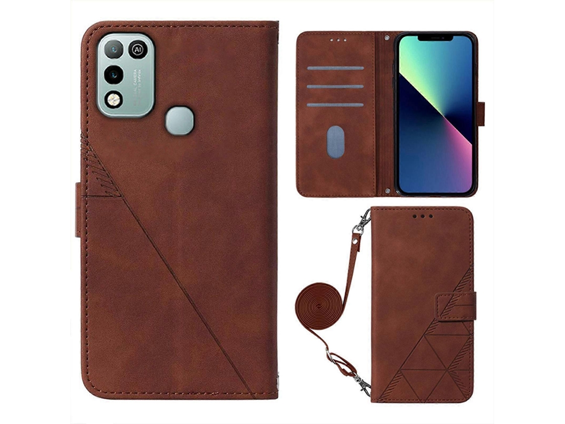 Capa De Celular Infinix Hot 11 Play Crossbody Com Aba E Textura 3d Em Couro.
