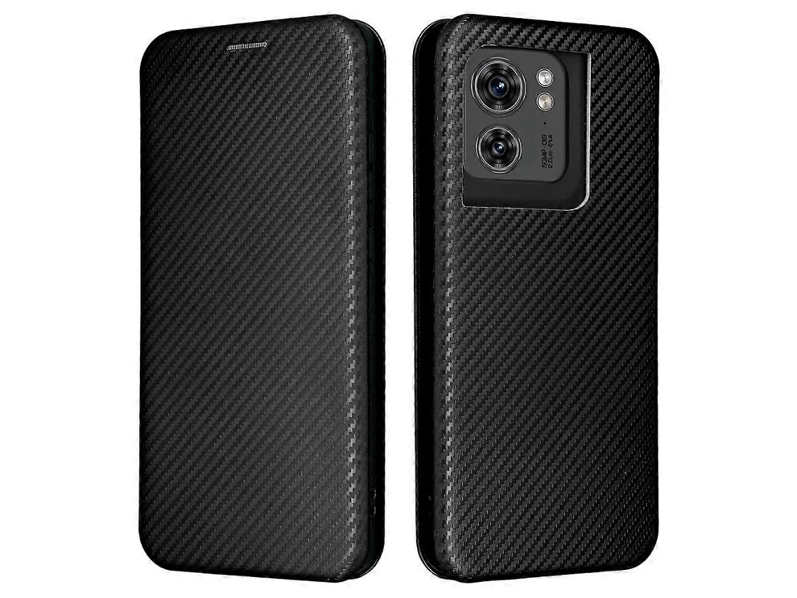 Capa De Couro Pu Com Textura De Fibra De Carbono E Proteção Contra Quedas Para Motorola Edge (2025) 5g, Preta