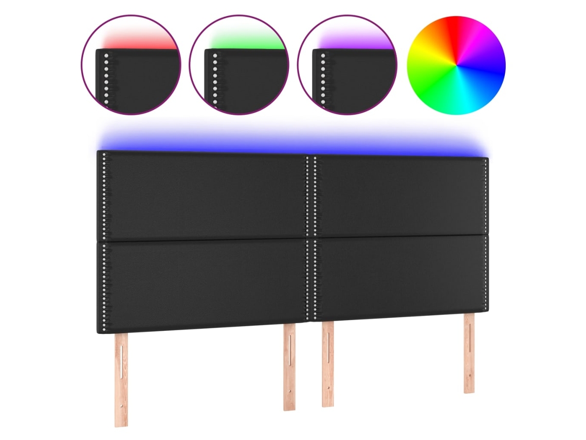 Led Headboard, Led Headboards Vidaxl Preto Couro Artificial (180 X 5 X 118/128 Cm)
