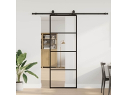 Vidaxl Porta Deslizante C/ Conj. Ferragens 76x205cm Vidro Esg Preto