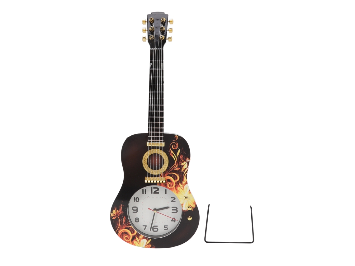 Baok-Reloj De Pared Silent En Forma De Ukulele Decorante Con Alarmo Para Dormitorio Oficina 46x17x4.5cm