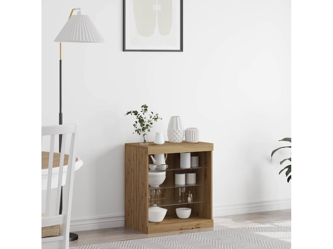 Vidaxl Aparador Led Carvalho Artesanal 60,5 X 37 X 67 Cm