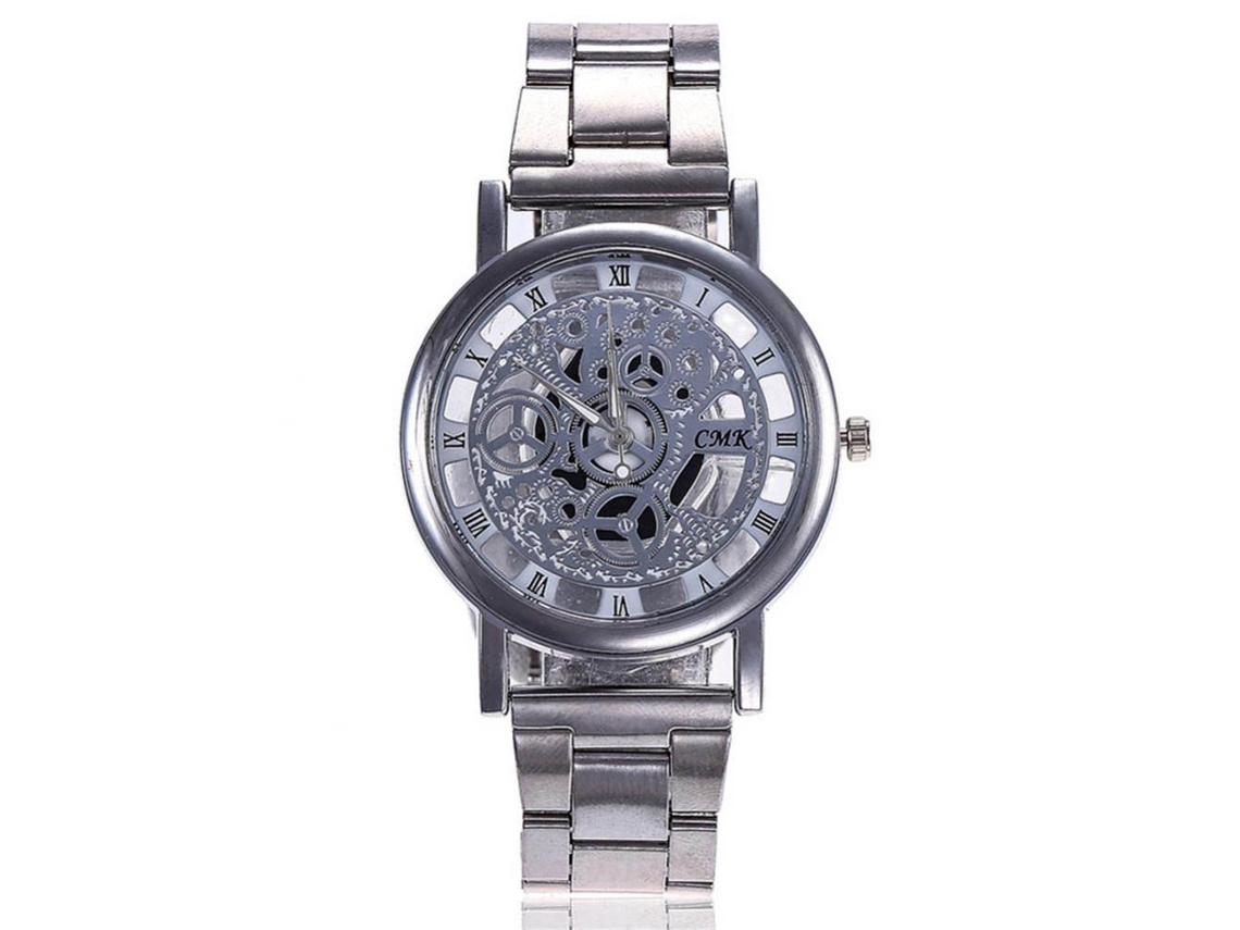 Reloj De Pulsera De Aleación Con Dial Redondo Y Números Romanos Cmk (plata)