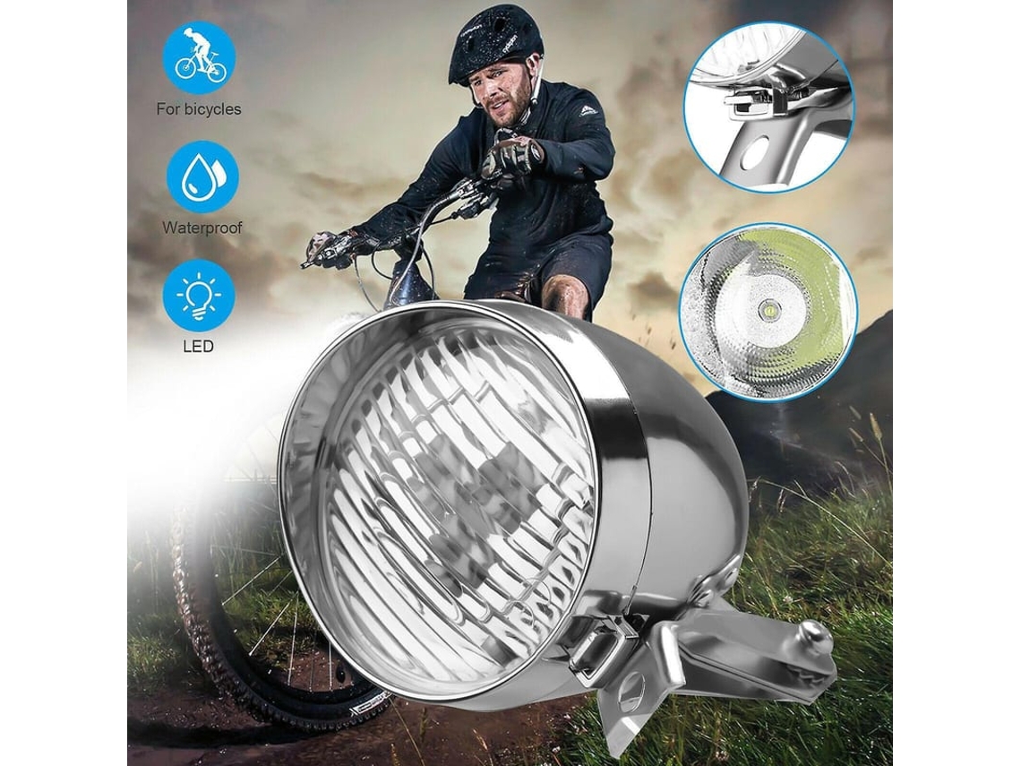 Luz De Cabeça Led Para Bicicleta Clássica Chrome Retrô Com Ângulo De Visão 160° Brilhante Para Ciclismo Noturno