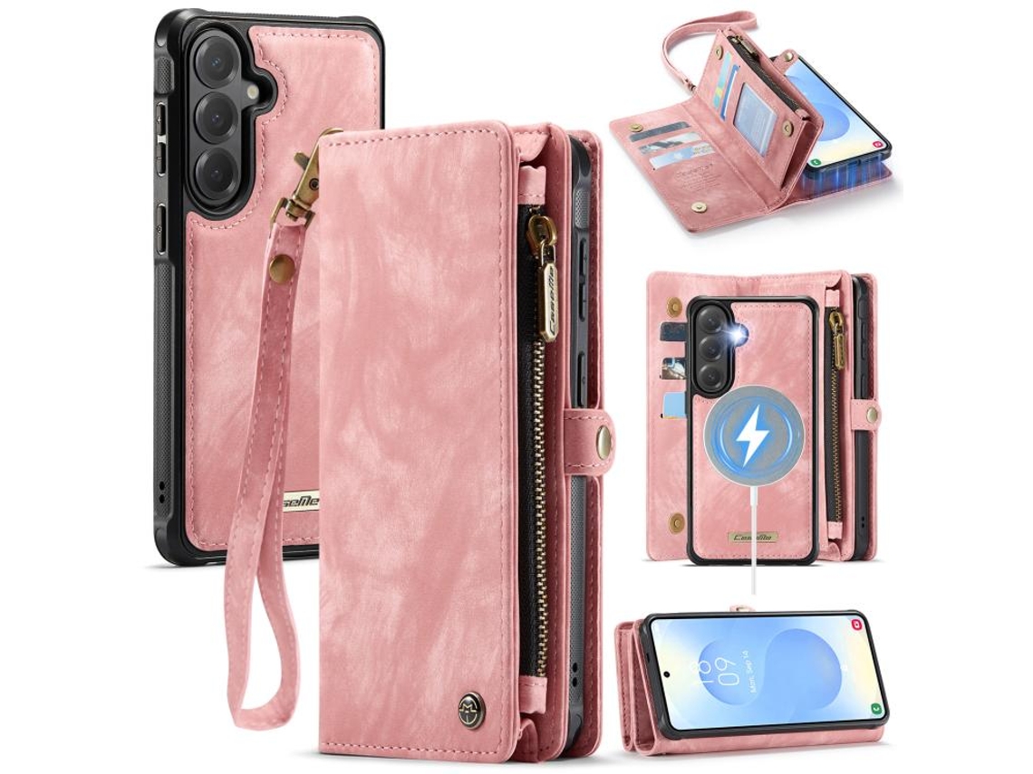 Capa Para Samsung Galaxy S26 Plus, Capa Protetora Magnética Com Carteira Removível (rosa) Digitallab