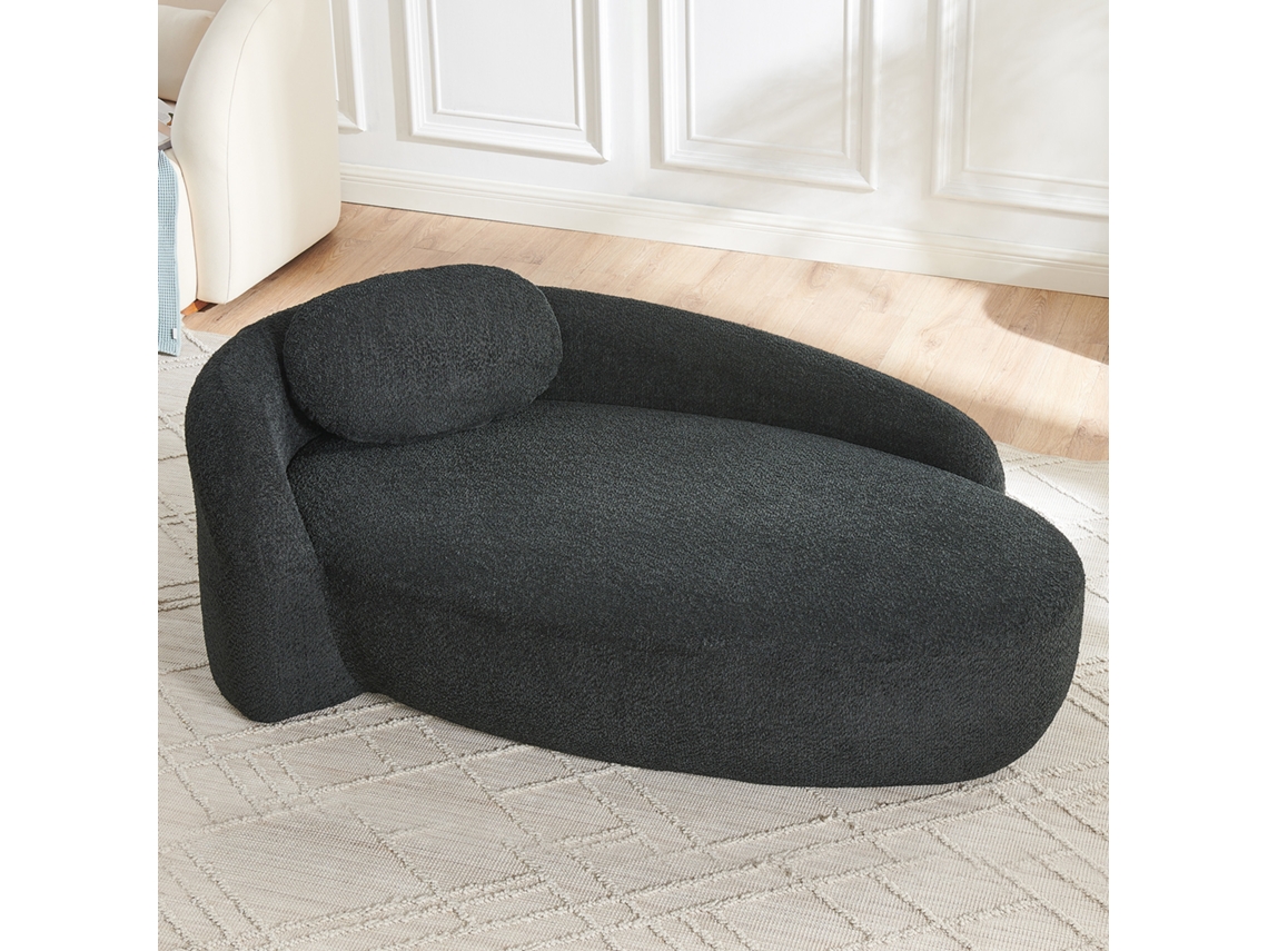 Poltrona 1 Lugar Pelúcia Teddy, Design Arredondado Minimalista, Almofada Incluída, Uso Versátil Preto NOVELA