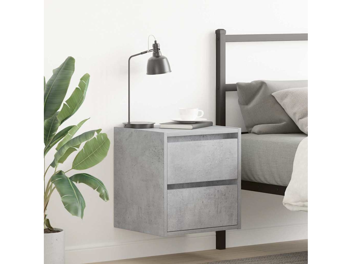 Vidaxl Mesas De Cabeceira Parede 2 Pcs 38x34x40 Cm Cinza Cimento