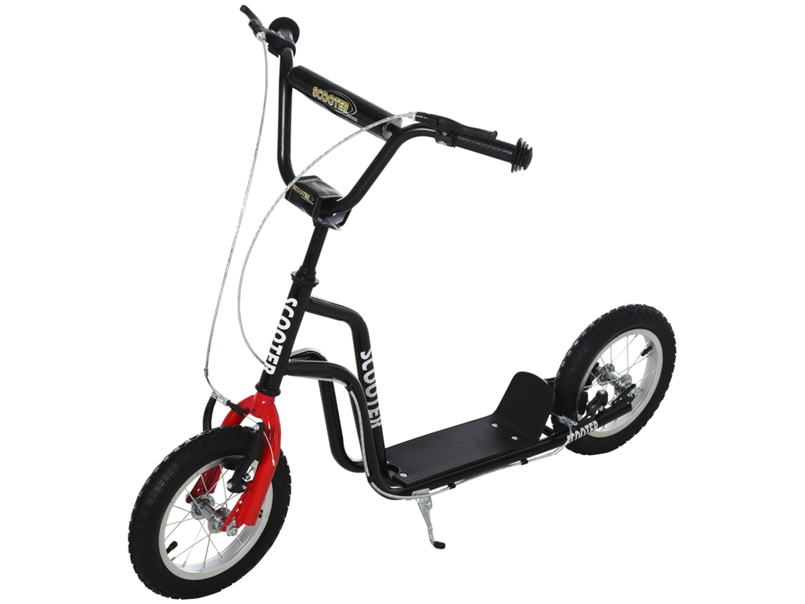 Trotinete infantil com guidão ajustável, freio duplo, estrutura de aço, 80cm, preto/prata S/MARCA