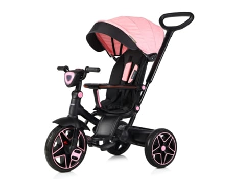 Triciclo Infantil Derby com Capuz e Alça Parental Até 25 kg Flamingo CHIPOLINO