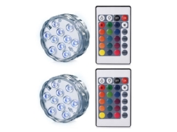 Kit com 2 Luzes Subaquáticas de Led, À Prova D'água Ip68, Multicoloridas, com Controle Remoto, para Decoração de Aquários e Piscinas BRILVIBERA