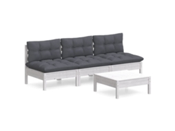 Conjunto de 4 Lounge de Jardim com Almofadões Antracite Pinho MAISON EXCLUSIVE