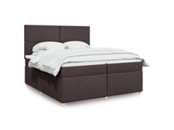 Vidaxl Cama Com Molas/colchão 200x200 Cm Tecido Castanho-escuro