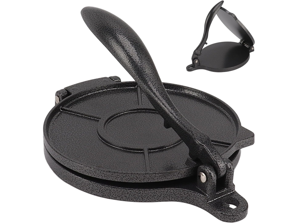 Prensa Tortilhas – Ferramenta Prensar – Máquina Panquecas – Prensa Milho E Pão Fino – 16 Cm – Preto