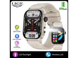 (bege) Smartwatch Com Chamadas Bluetooth E Monitoramento De Saúde.