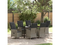 Vidaxl Conjunto de Jantar para Jardim 7 Pcs Cinzeto Vime Pe