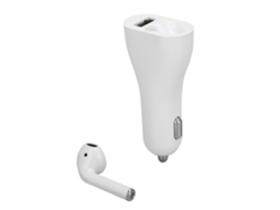 Fone de Ouvido Bluetooth 5.0 Sem Fio Unilateral com Carregador Veicular para Carro