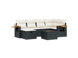 Conjunto de 7 Sofás para Jardim com Almofadões Vime Pe Preto MAISON EXCLUSIVE (7 pcs)