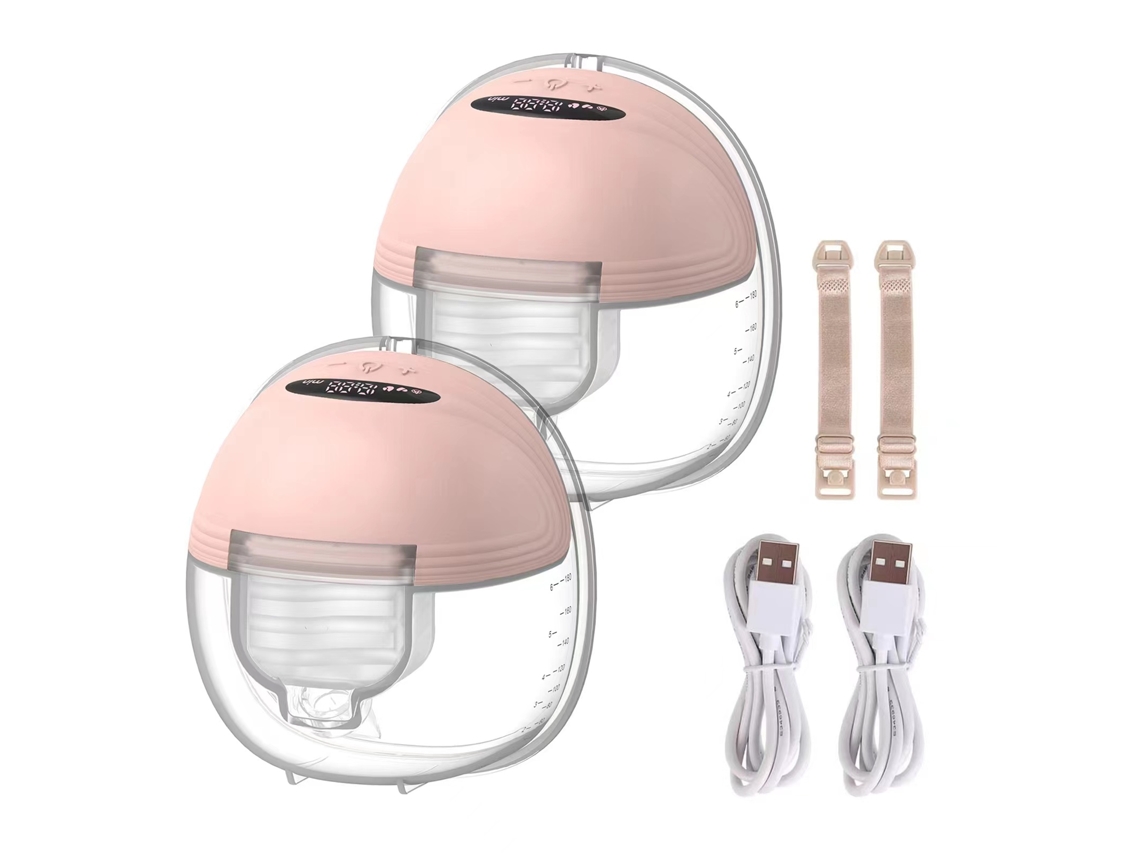 Bomba Tira leite Eletrônica Portátil, Mãos livres, Design Silencioso, Livre de Bpa. MDUG (pacote com 2 Unidades, Rosa)