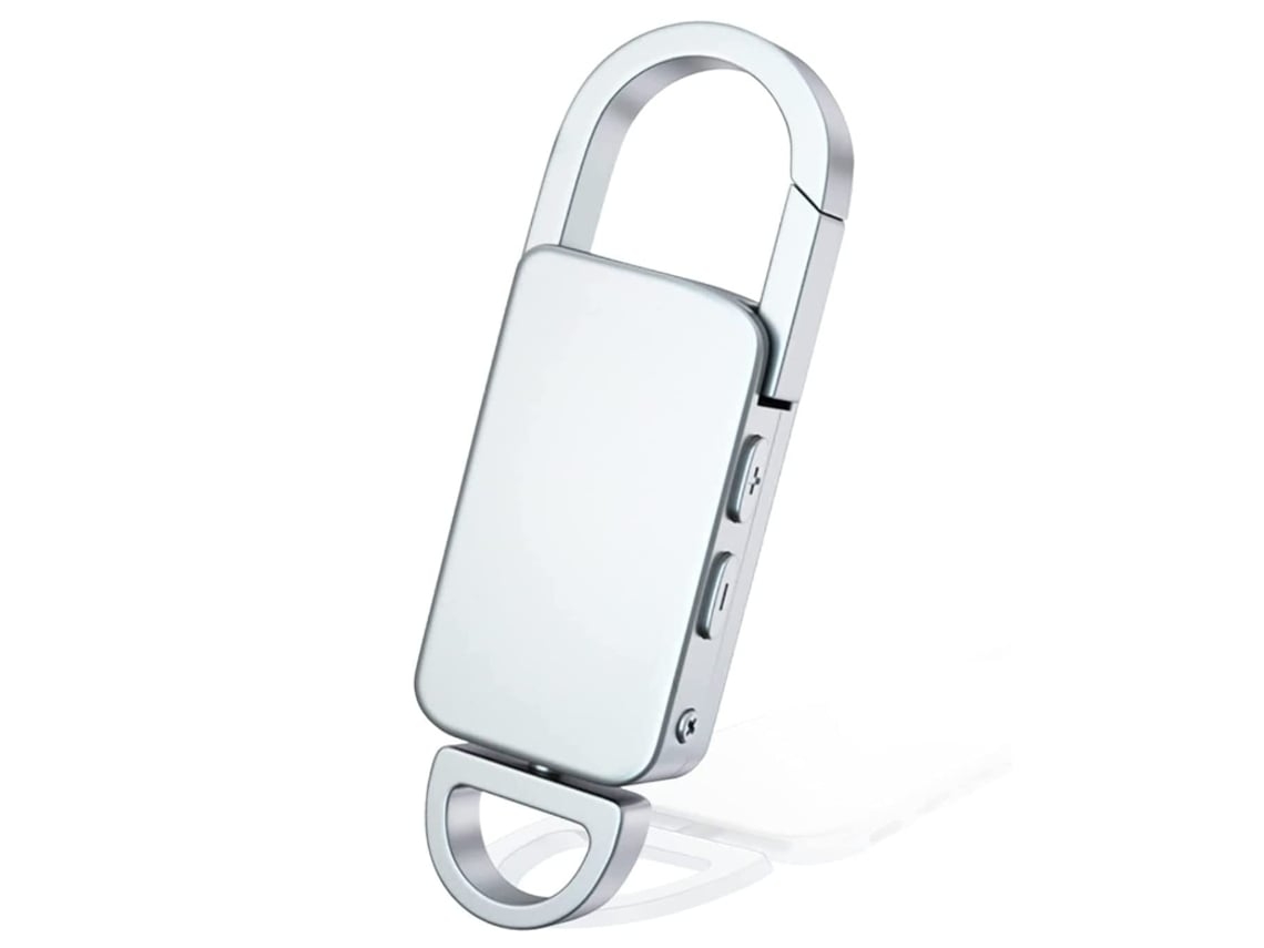 Gravador de Voz de Chaveiro de 16 Gb Ativado Por Voz Portátil Redução de Ruído para Palestras/Entrevista/Reunião Prata