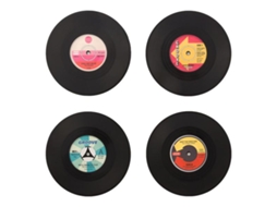 Bases para Copos Retro Discos de Vinil Pack de 4