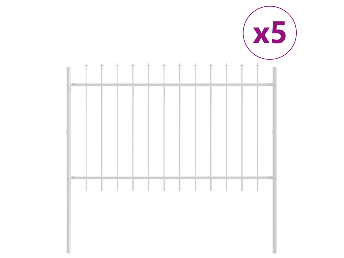 Conjunto 5 Painel De Jardim Vidaxl Branco Aço Revestido A Pó (8,5 X 1 M)