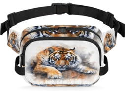 Pochete com Estampa de Tigre em Aquarela para Mulheres 22 8 X 6 3 X 15 5 Cm Design Diy Pa Impermeável de Alta