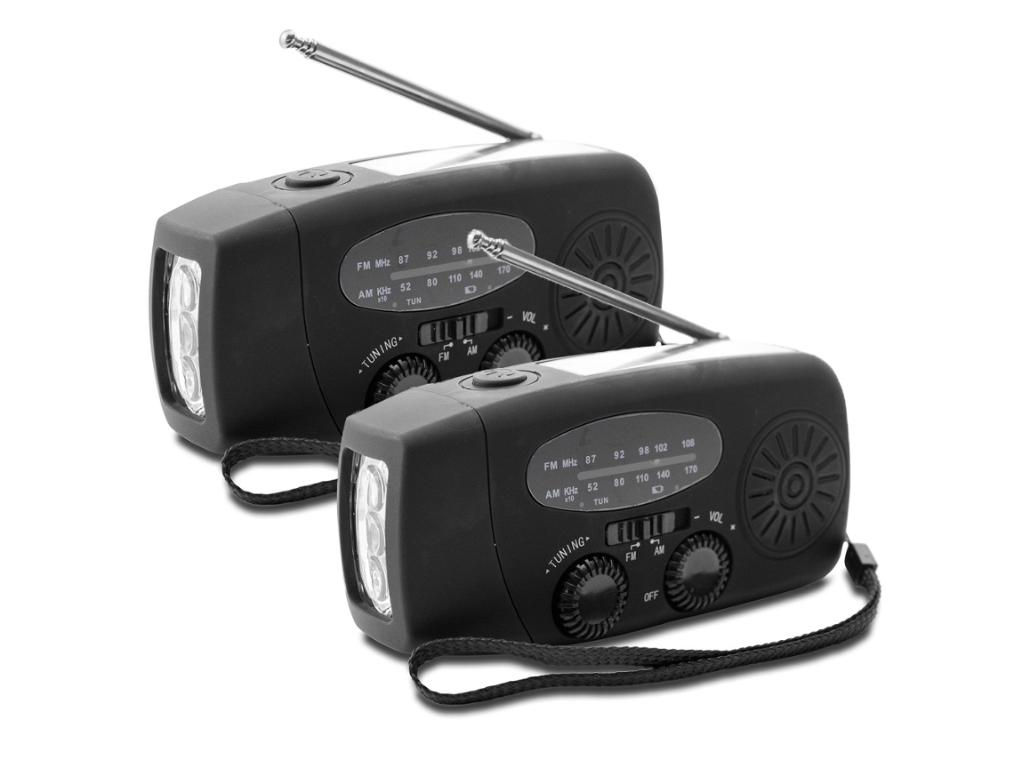 Rádio de Manivela com Carregador Solar, Emergência e Bateria AQUAFORGE