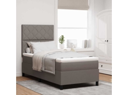 Vidaxl Cama Box Com Cabeceira Cinzento-acastanhado 90 X 200 Cm Tecido
