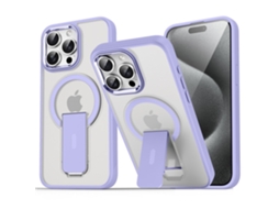 Suporte Casa Para Iphone 15 Pro Max Pele Sintética Anti-choque Magnética Roxo