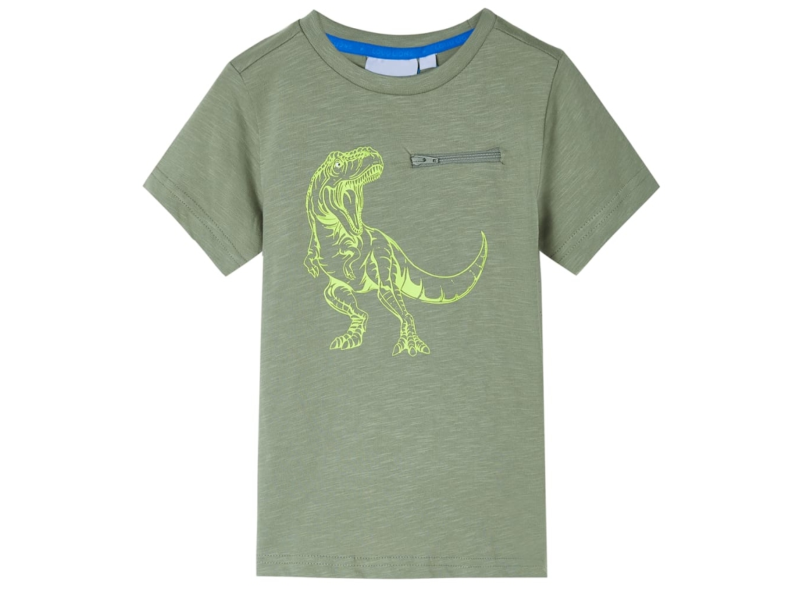 T-shirt Manga Curta Para Criança Caqui-claro 116