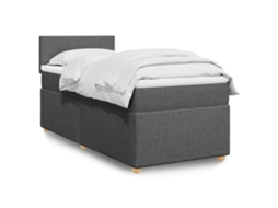 Vidaxl Cama Com Molas/colchão 90x200 Cm Tecido Cinzento-escuro