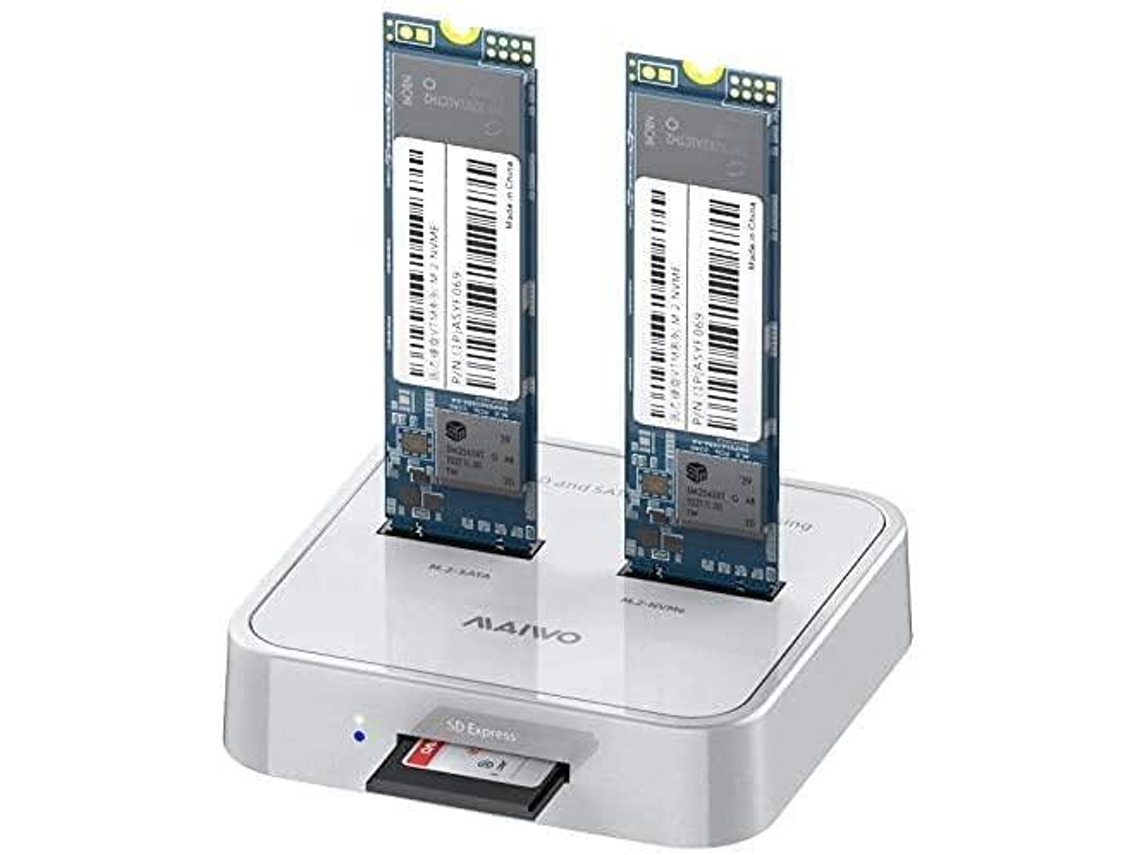 Estação De Acoplamento Maiwo K3016sd Para Ssds Sata E Nvme M.2, Usb 3.2 Gen2 10gbps Com Leitor De Cartão Sd Express. Aquaforge