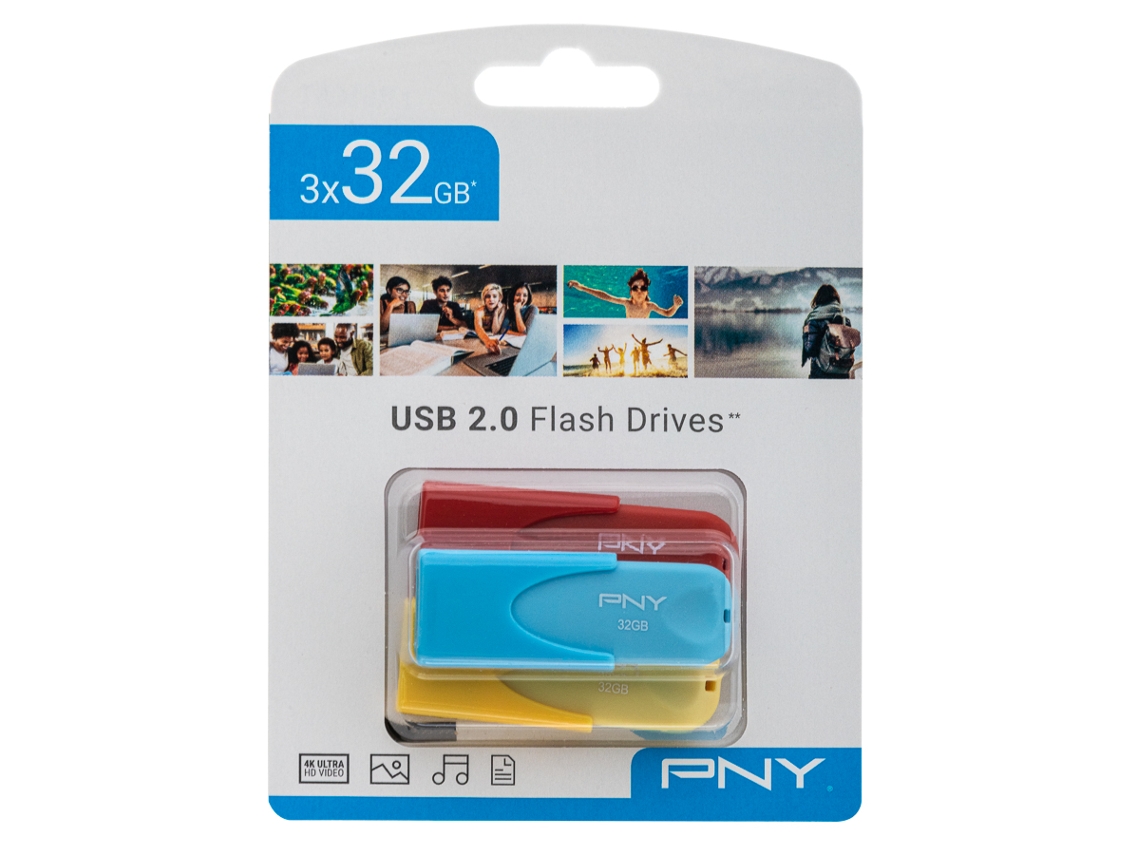 Pen USB PNY PK3X Color Edition (32GB - Pack 3 unidades)
