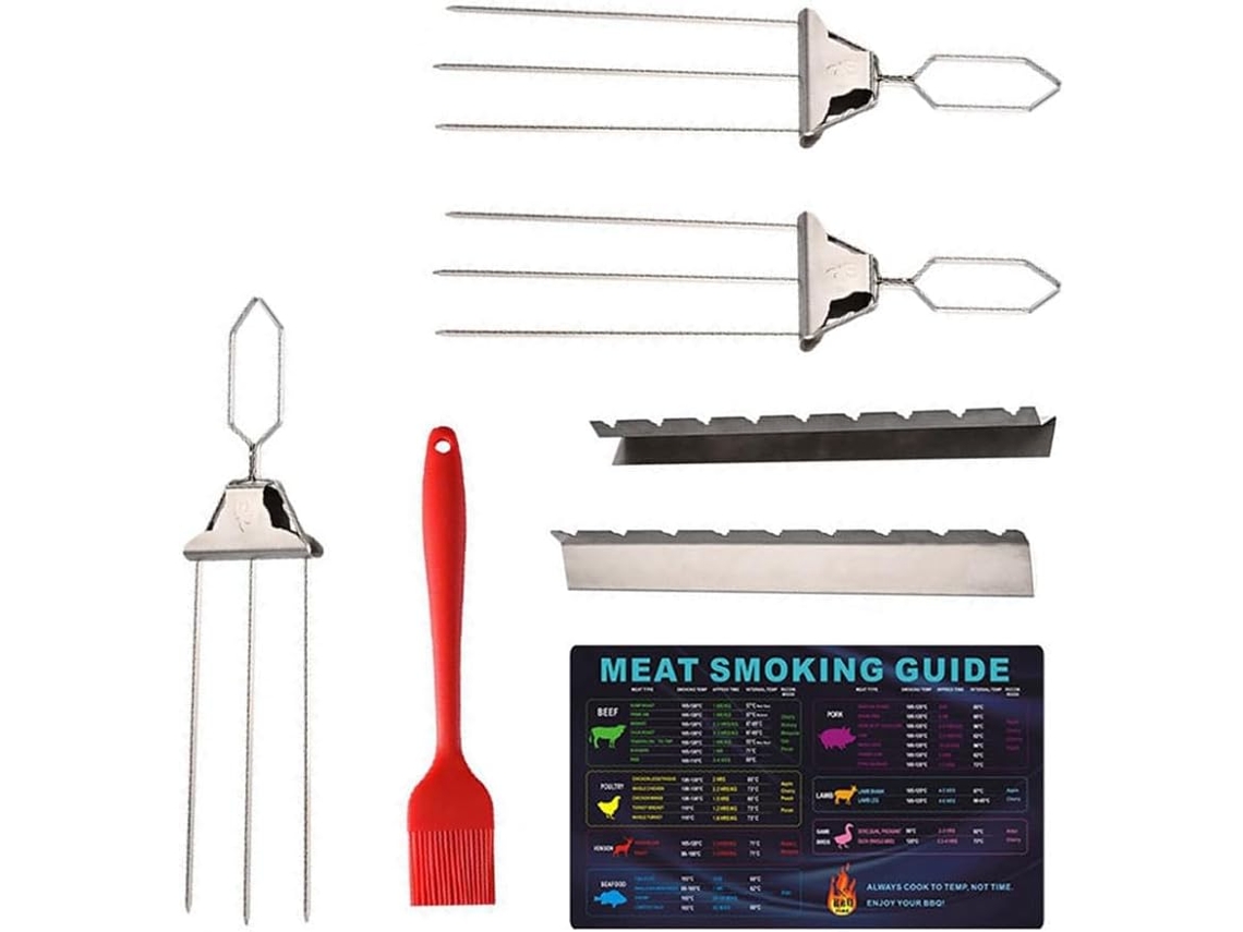 Conjunto De 3 Espetos Para Camarão Para Grelhar, Garfo Semiautomático Reutilizável Para Churrasco, E Gokoco