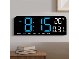 Verde Nº9'' Relógio Parede Digital Grande Temperatura Data Dia Semana Cronômetro Contagem Regressiva Mesa Sensor Luz 2 Alarmes 12/24h Led MDUG