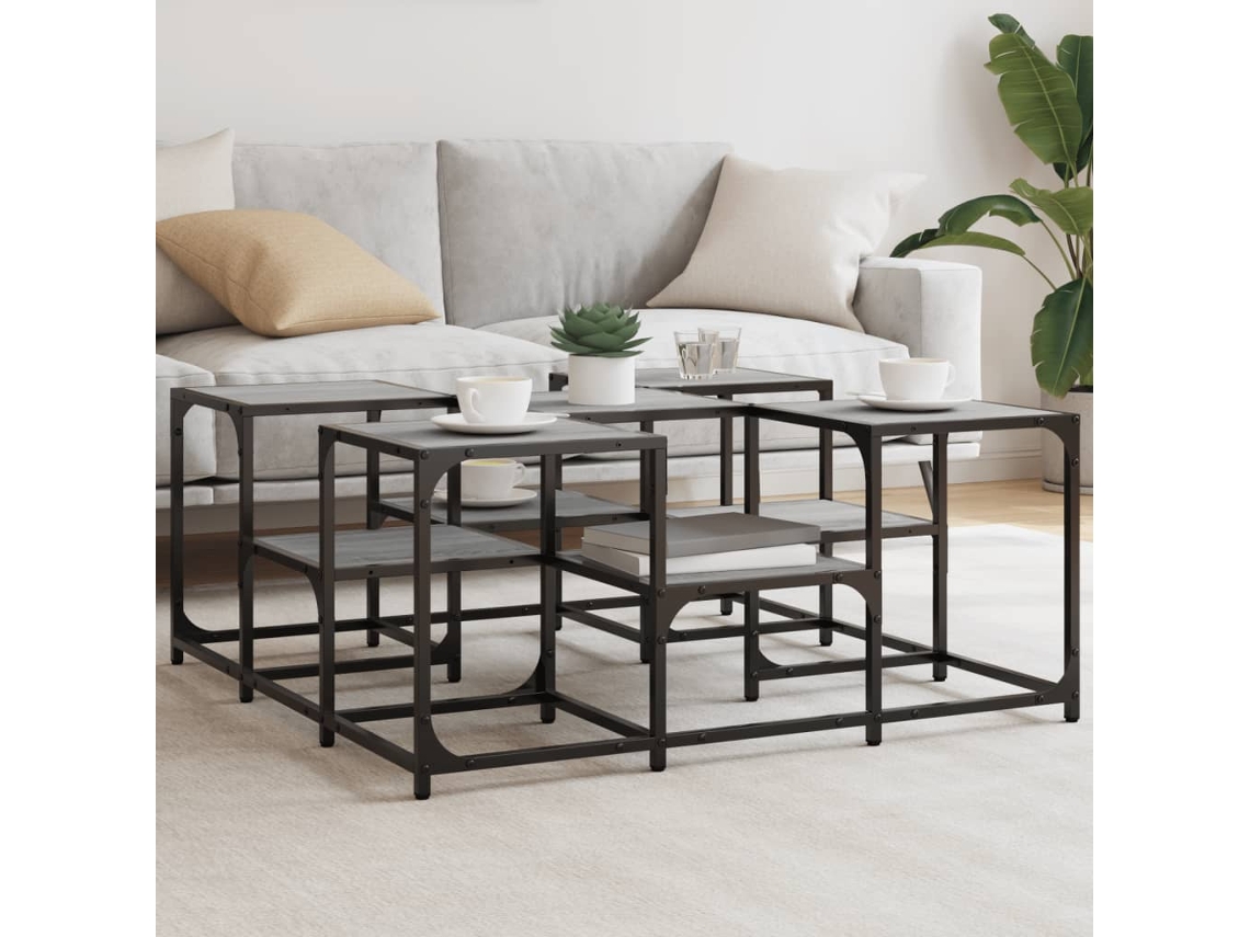 Vidaxl Mesa De Centro 91x91x40 Cm Derivados De Madeira Cinzento Sonoma