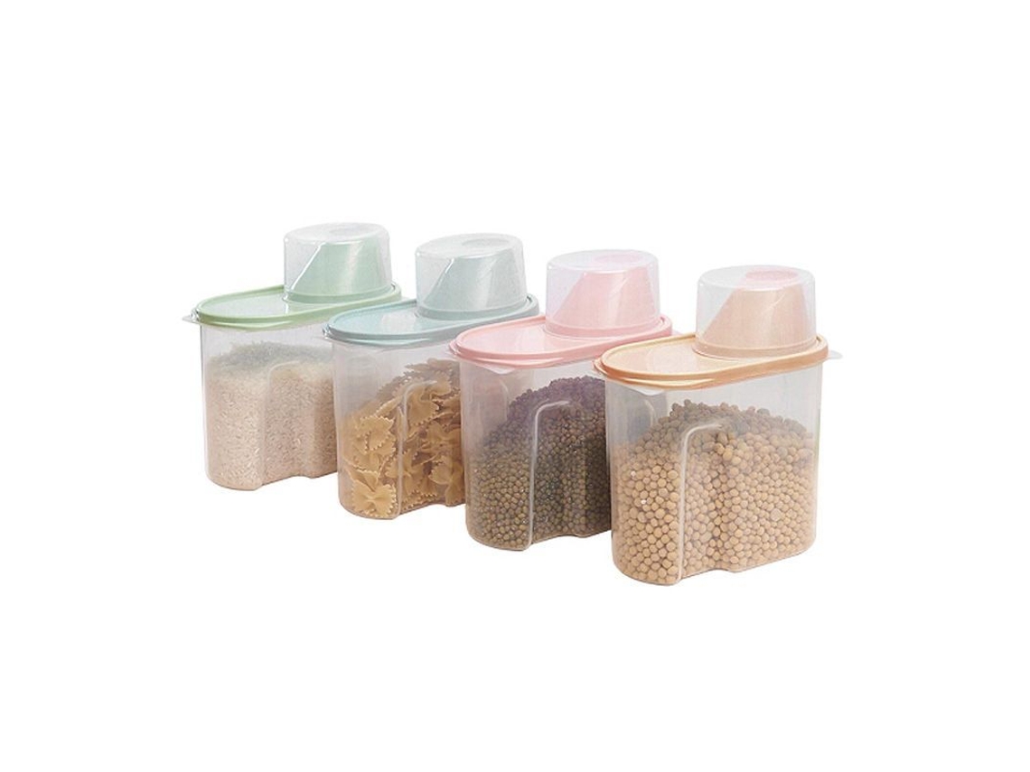 Recipientes De Almacenamiento Airtight 1.9l Para Cereales Con Válvula De Vertido, Set De 4 Colores