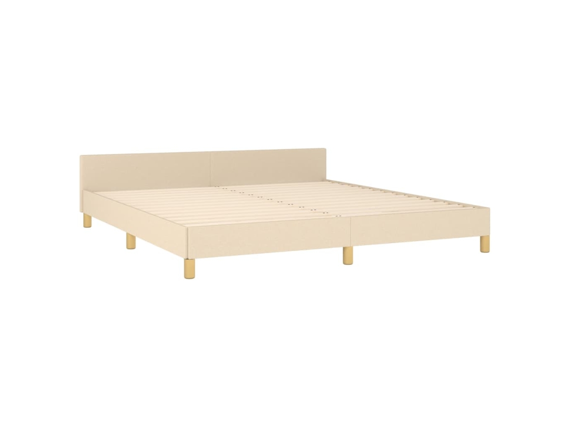 Estrutura de Cama 160x200 cm sem Colchão em Tecido Creme MAISON EXCLUSIVE