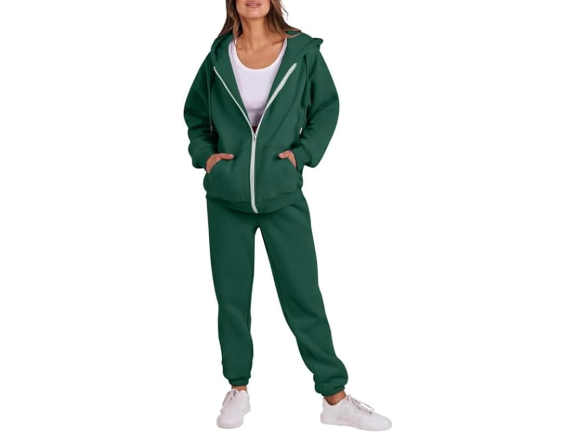 Conjunto de jogging feminino com capuz e fecho de correr SFUSHOS