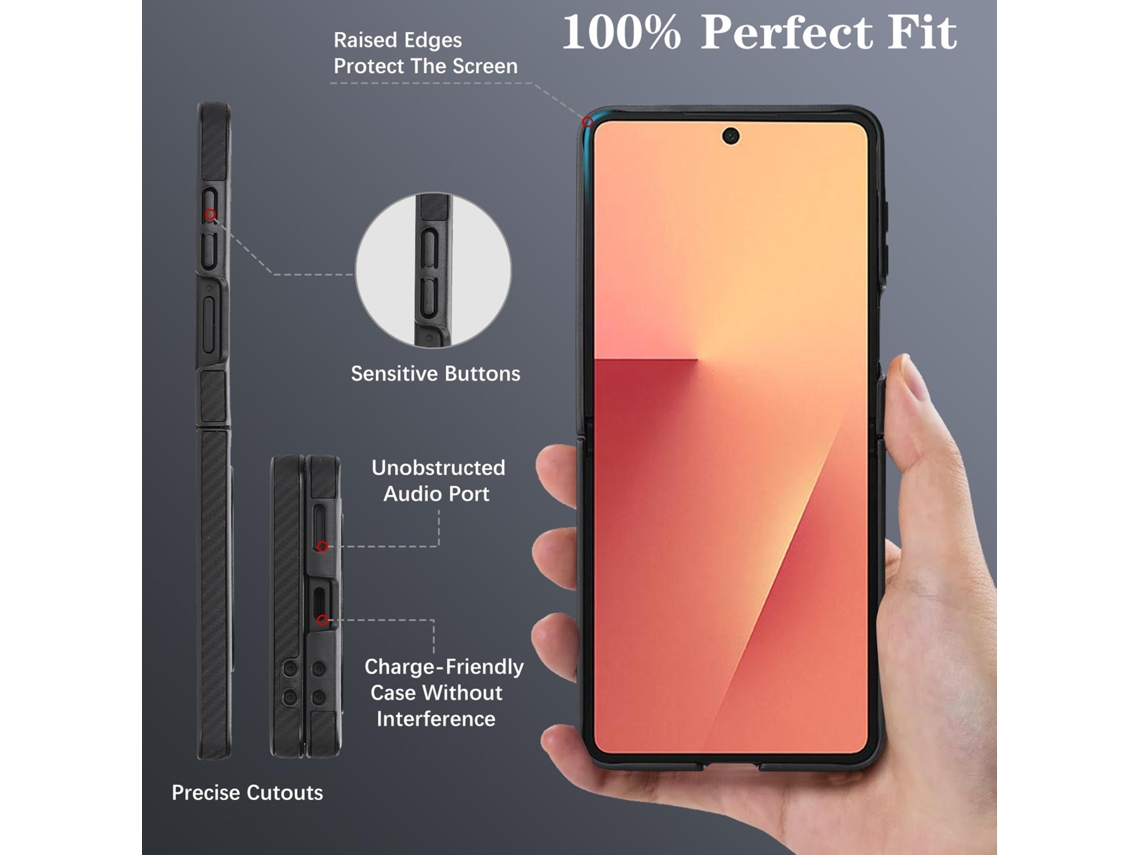 Capa Magnética Para Samsung Galaxy Z Flip 8, Capa Protetora De Fibra De Carbono À Prova De Quedas Digitallab (laranja)