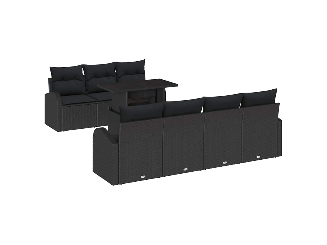 Maison Exclusive - Conjunto De Sofá De Jardim 8 Pcs Preto Rattan De Polipropileno