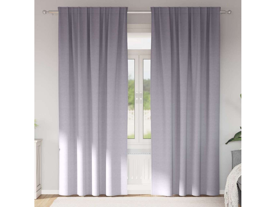 Vidaxl Cortinas Blackout Com Argolas 2 Unid. Cinza Metálico Poliéster
