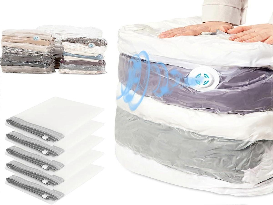 Lurelia Sacos A Vácuo 5 Un. 70 X 50 Cm Para Roupas, Roupa De Cama E Edredons, Pa+pe, Reutilizável E Hermético Casa